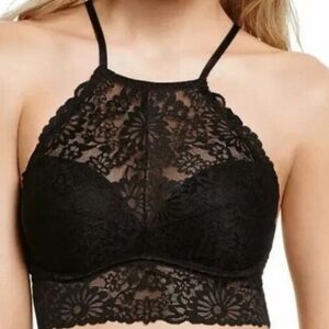 VS PINK Black Lace Halter Push up Bralette